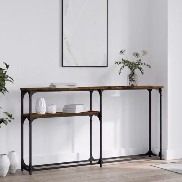 Berkfield Home Console Table in Smoked Oak Brown, W/D/H: 145 x 22.5 x 75 cm – 1