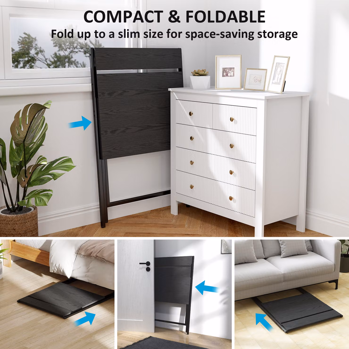 HOMCOM Black Folding Computer Desk with Monitor Shelf, W: 70 cm, H: 86.5 cm – 4