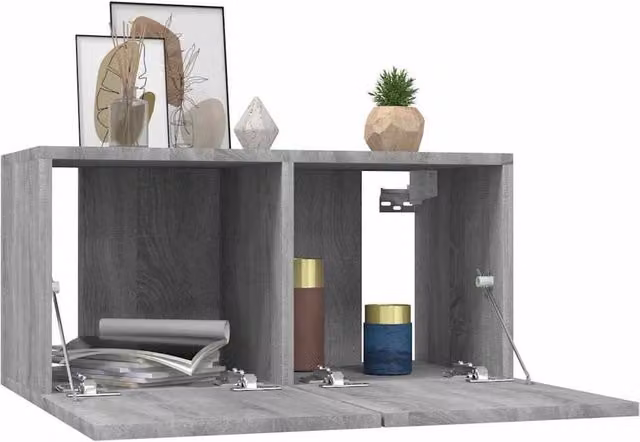 Berkfield Home Grey Sonoma Hanging TV Cabinet, 3 Piece Set, W/D/H: 60 x 30 x 30 cm