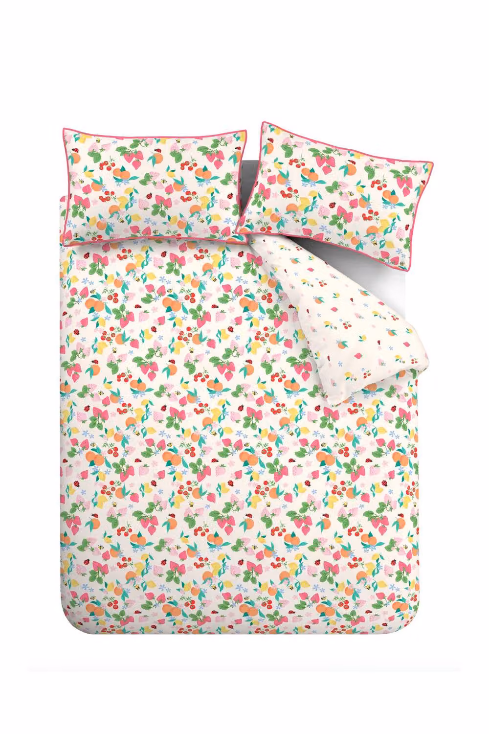 Catherine Lansfield Fruity Friends Reversible Single Duvet Cover Set and Pillowcase, Multicolour – 2