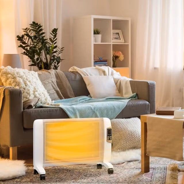 HOMCOM Mica Electric Convector Space Heater with Thermostat and Remote Control, White