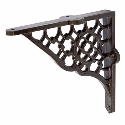 Hammer and Tongs Honeycomb Iron Wall Mounted Shelf Bracket in Grey and Black, Depth: 15.5 cm – 1