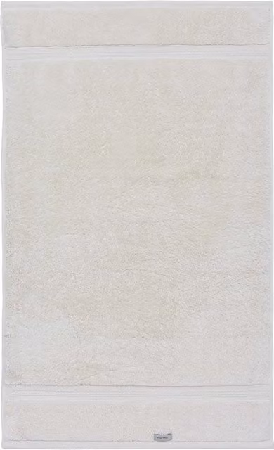 Murmur Fluffy Cotton Hand Towel with Border, White/Beige