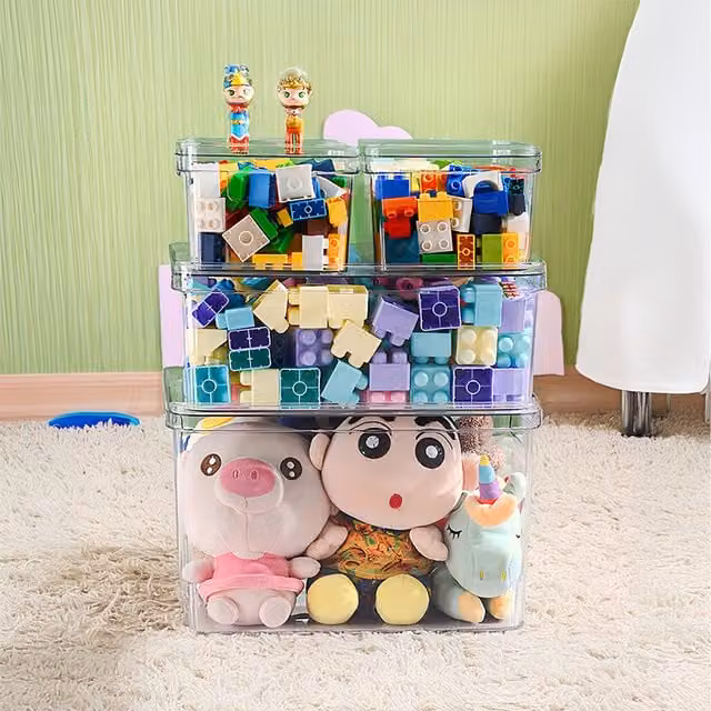 Lifeideas Set of 4 Transparent Stackable Plastic Storage Boxes with Lids