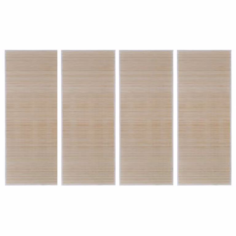 Berkfield Home Set of 4 Rectangular Natural Bamboo Rugs in Beige, W: 120 cm, L: 180 cm