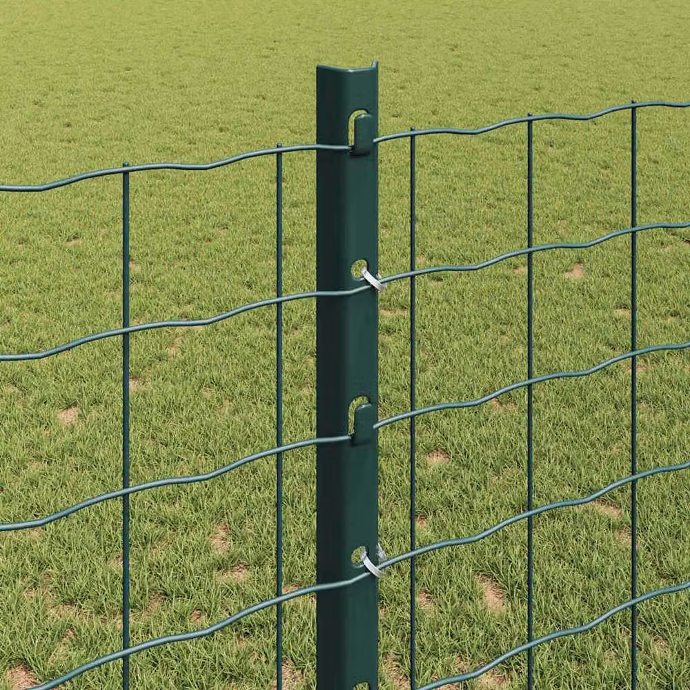 Berkfield Home Green Euro Fence with 11 U-Profile Posts, Steel, 2 x 25 m – 3