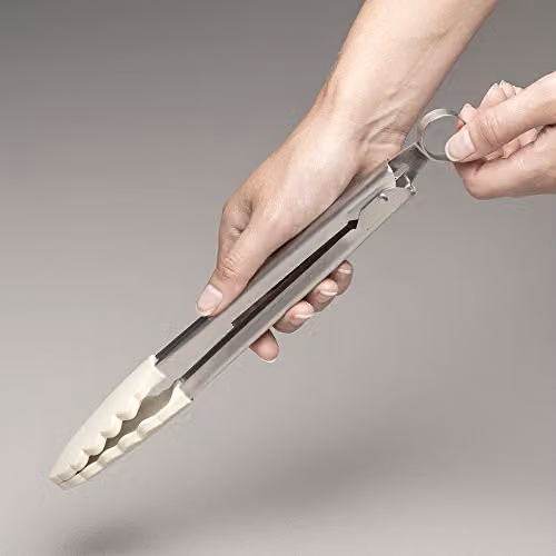 Zeal Silicone and Stainless Steel Non-Stick Tongs, Beige – 4