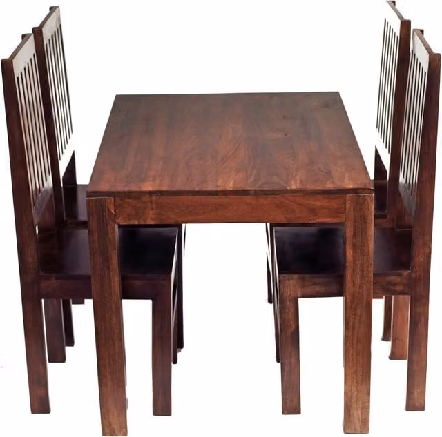 IH Design Modern Mango Wood Dining Set with 4 Chairs, Brown