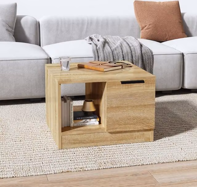 Berkfield Home Sonoma Oak Coffee Table, Brown, W/D/H: 50 x 50 x 36 cm