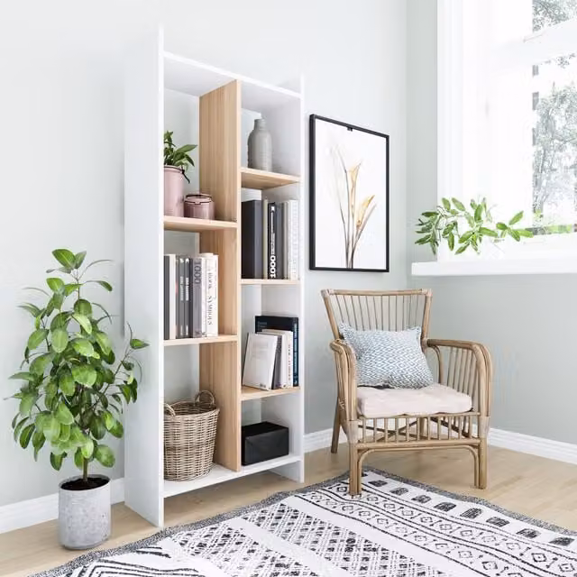 Decorotika Modern White Wood 4-Tier Bookshelf, Height: 160 cm