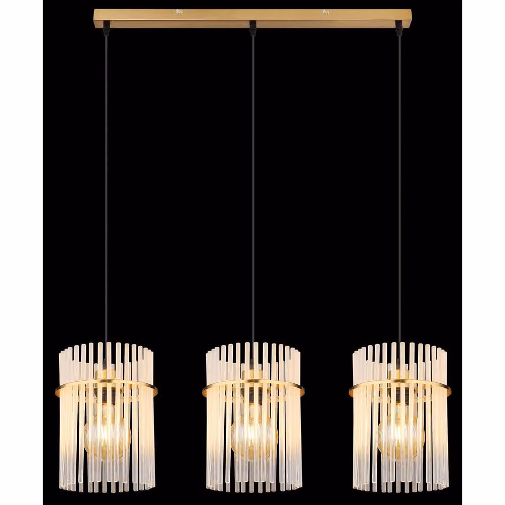 Netlighting Gorley Bar Pendant Light in Gold and Transparent Glass, W/D/H: 80 x 20 x 140 cm – 10