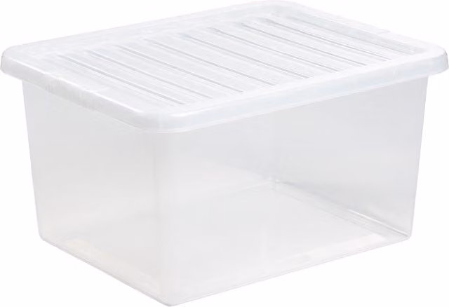 Wham Crystal Transparent Plastic Storage Box with Lid, 37l