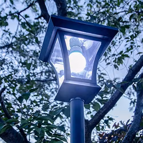 GardenKraft 2-Pack Solar Powered LED Lamp Post in Black, Traditional Victorian Style, Height Adjustable up to 1.6m, IP44 Weatherproof – 7