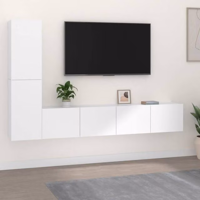 Berkfield Home 4 Piece Classic White Matt Engineered Wood TV Cabinet Set