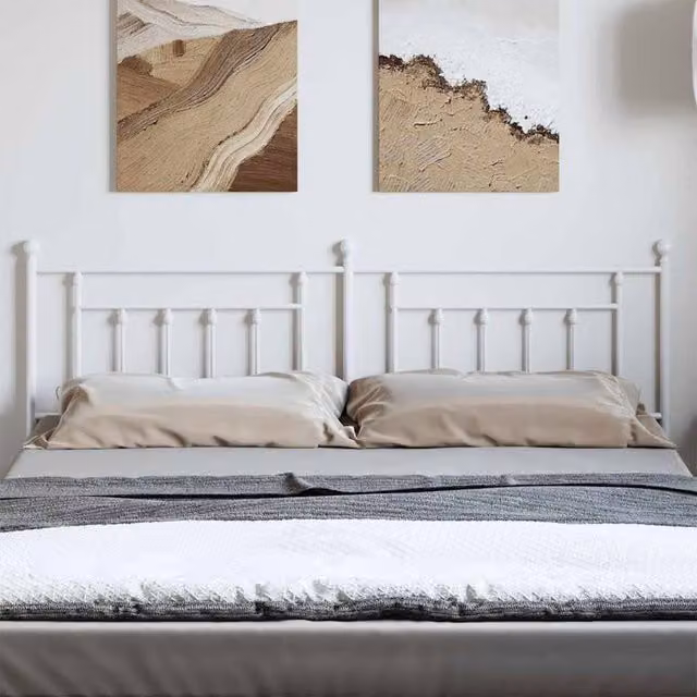 Berkfield Home Classic Metal Headboard in White