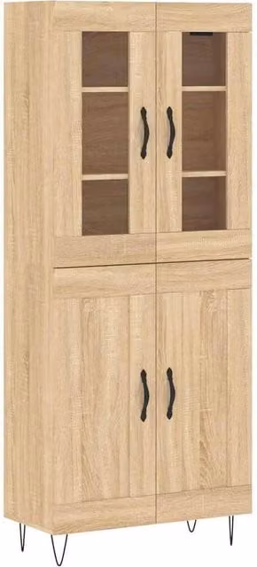 Berkfield Home Highboard in Light Oak Sonoma, W/D/H: 69.5 x 34 x 180 cm