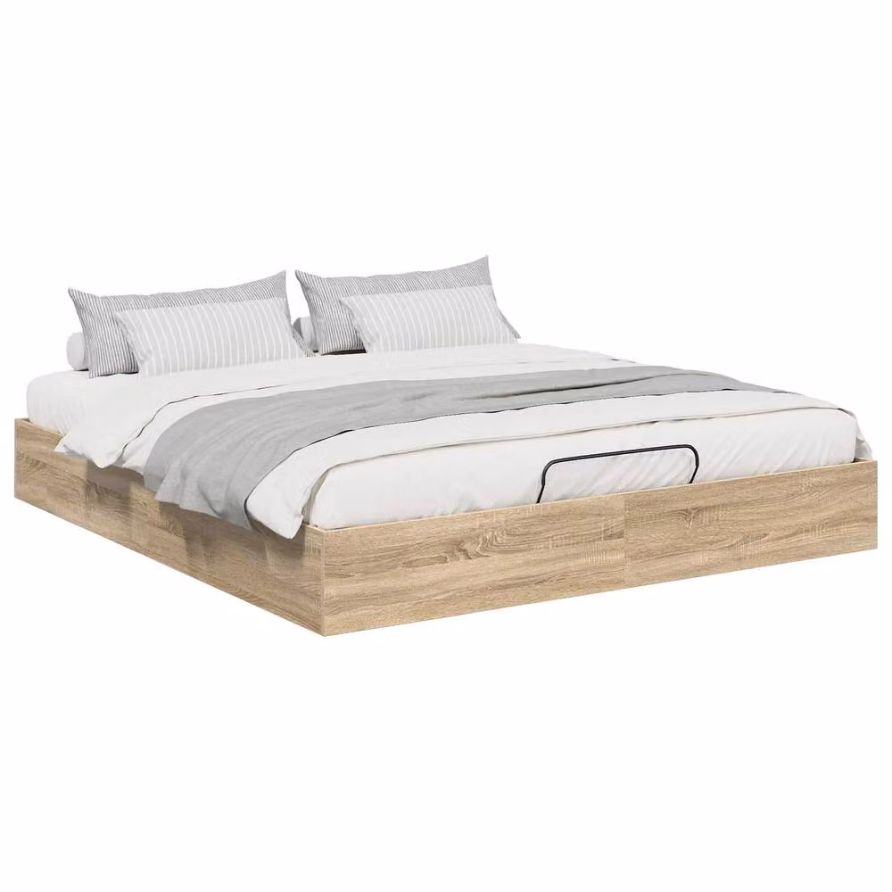 Berkfield Home Sonoma Oak Ottoman Bed Frame, Brown, W/D/H: 180 x 200 x 25 cm – 2