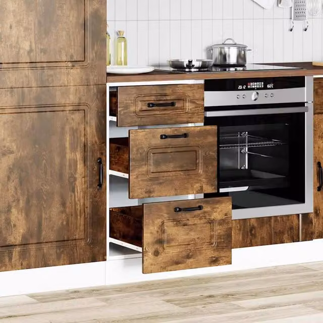 Berkfield Home Kalmar Kitchen Base Cabinet in Smoked Oak Engineered Wood, W/D/H: 81.5 x 46.0 x 40.0 cm – 1