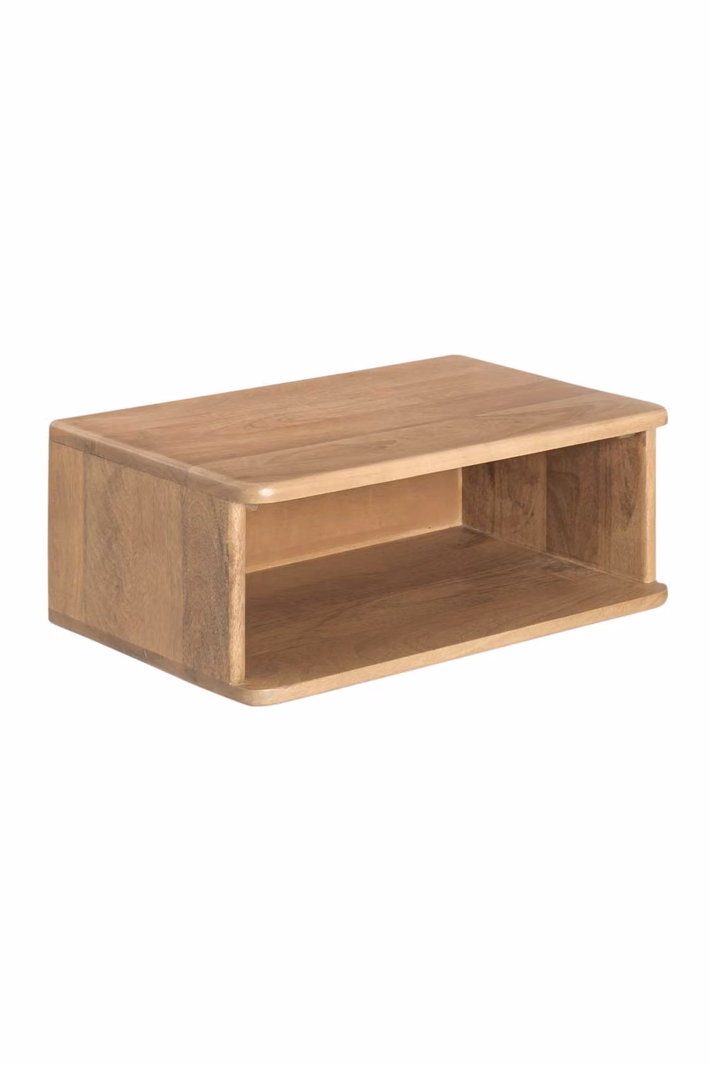MH London Solie Floating Nightstand, Wall Mounted Mango Wood Bedside Table with Open Storage Shelf in Natural – 3