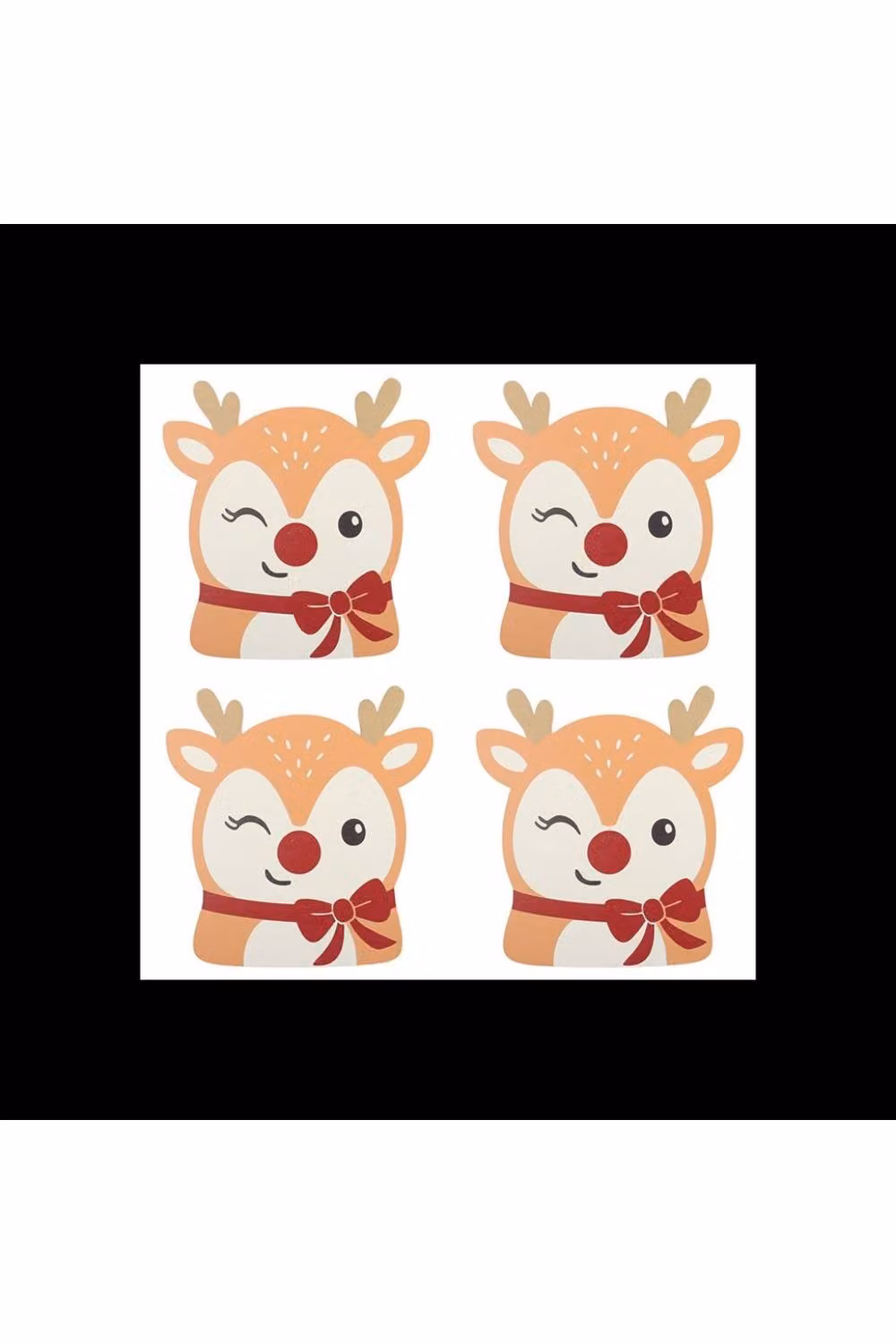 KDMD Ruby the Reindeer MDF Coaster Set of 4 in Brown with Red Nose and Bow – 2