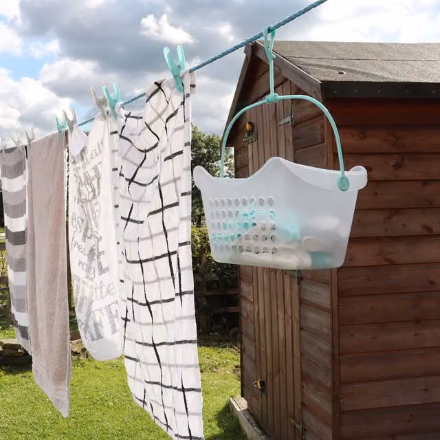 JVL Plastic Hanging Peg Basket in Transparent White