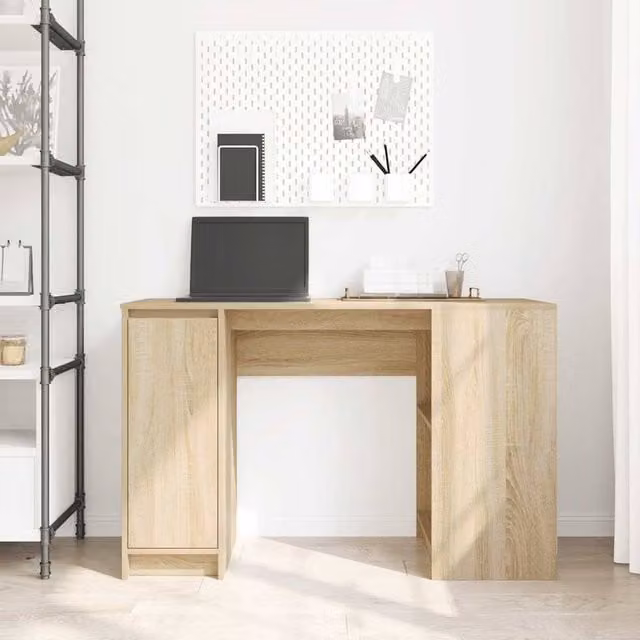 Berkfield Home Modern Writing Desk in Sonoma Oak, Light Brown, W/D/H: 120 x 42 x 76 cm – 1
