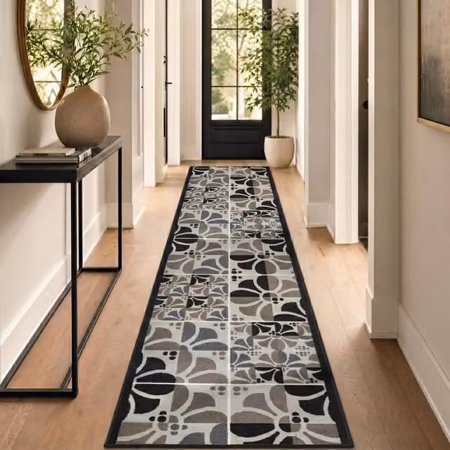 Bravich LTD Daisy Floral Hallway Runner Rug, Grey, W: 66 cm, L: 366 cm