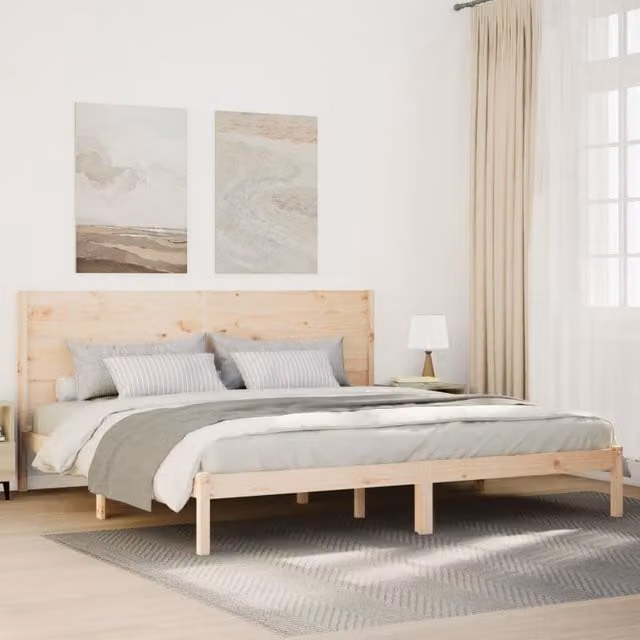 Berkfield Home Extra Long Solid Pine Bed Frame in Brown, W/D/H: 200 x 220 cm