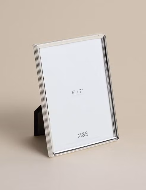 M&S Ribbed Silver Plated Metal Photo Frame, Silver, 5x7 inch