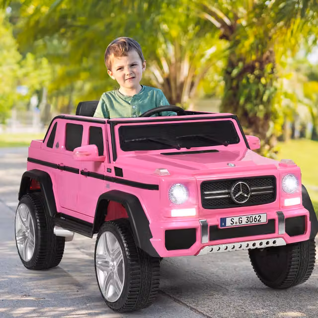 Costway Mercedes Electric Kids Ride On Car with 2 Motors and Remote Control, Pink
