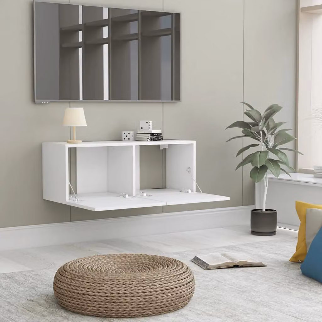 Berkfield Home White TV Cabinet in Engineered Wood W/D/H: 80 x 30 x 30 cm – 2