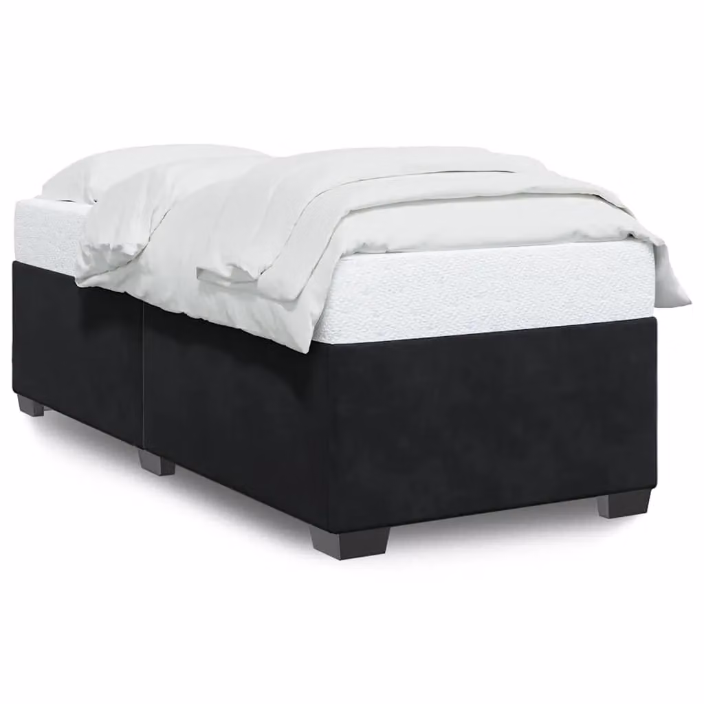 Berkfield Home Single Upholstered Velvet Bed Frame in Black, 90 x 200 cm – 2
