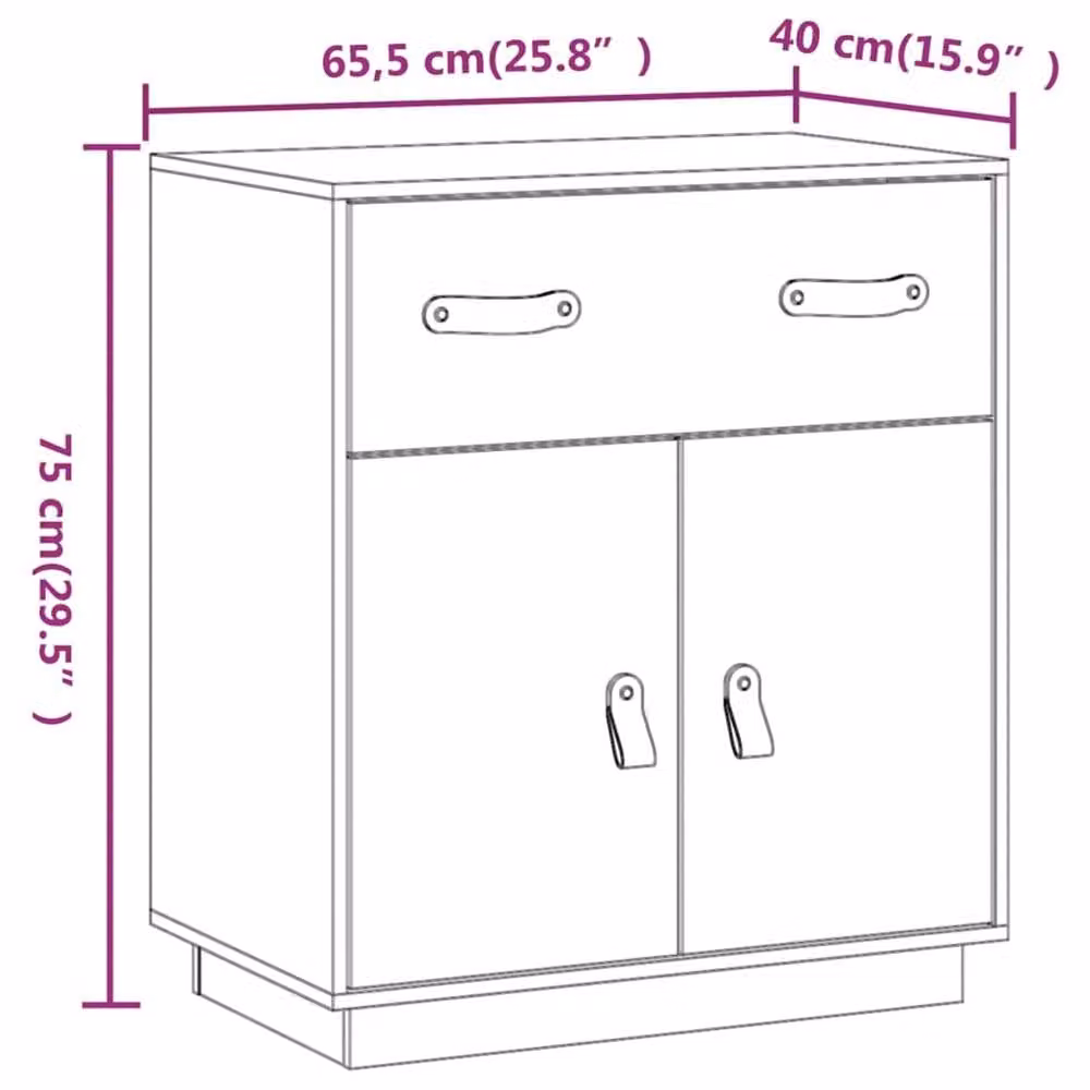 Berkfield Home Grey Solid Wood Pine Sideboard W/D/H: 65.5 x 40 x 75 cm – 6