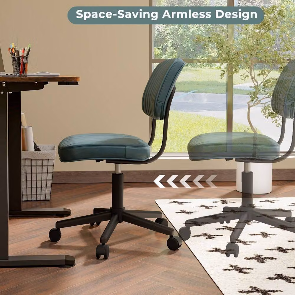 Costway Dark Green PU Leather Swivel Executive Office Chair with Height Adjustment – 4