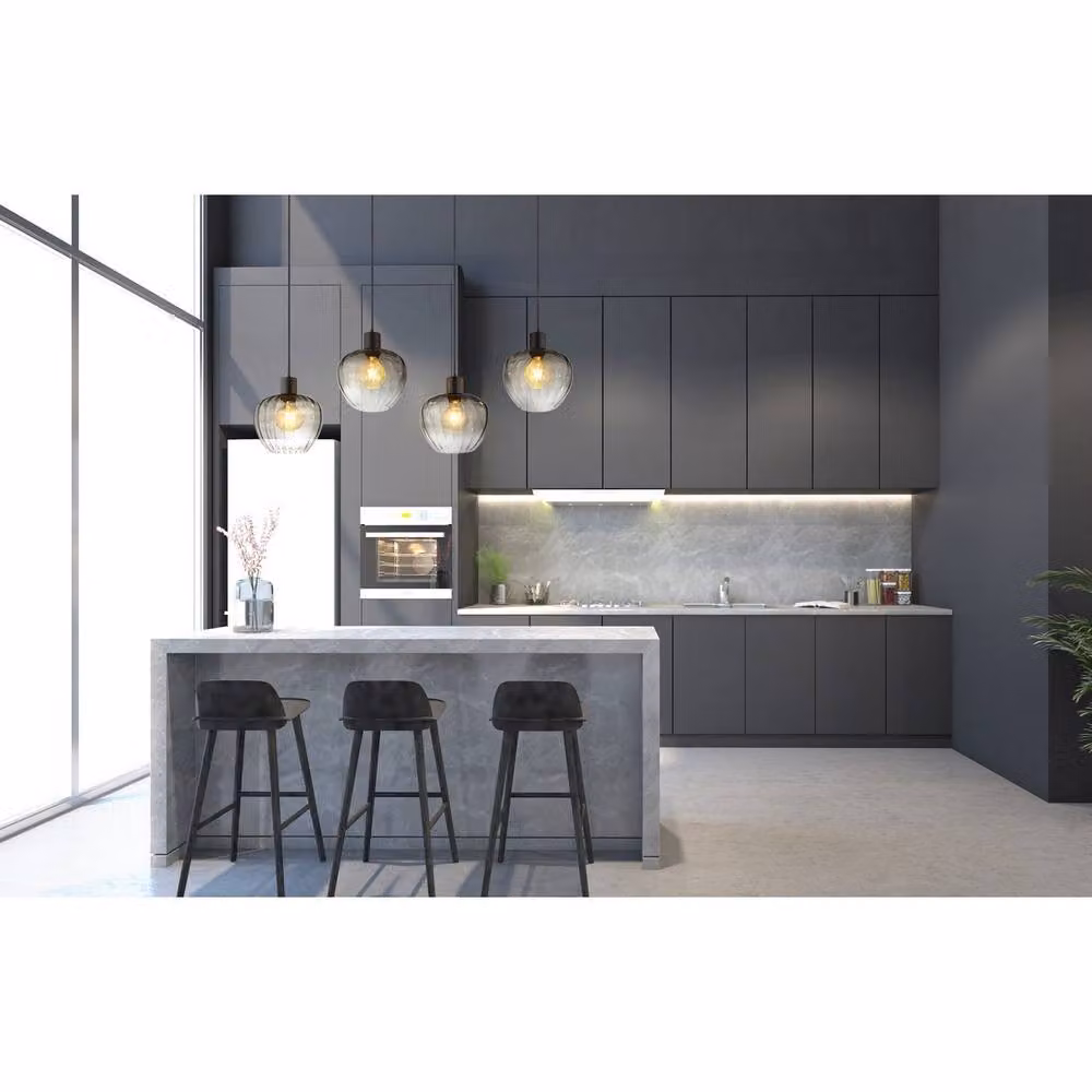 Netlighting Toy Bar Pendant Ceiling Light in Matt Black with Smoke Glass Shade, 4x E27 – 2