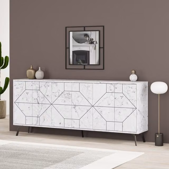 Decortie Dune Console Sideboard Display Unit 183 in White, W/D/H: 184 x 35 x 78 cm