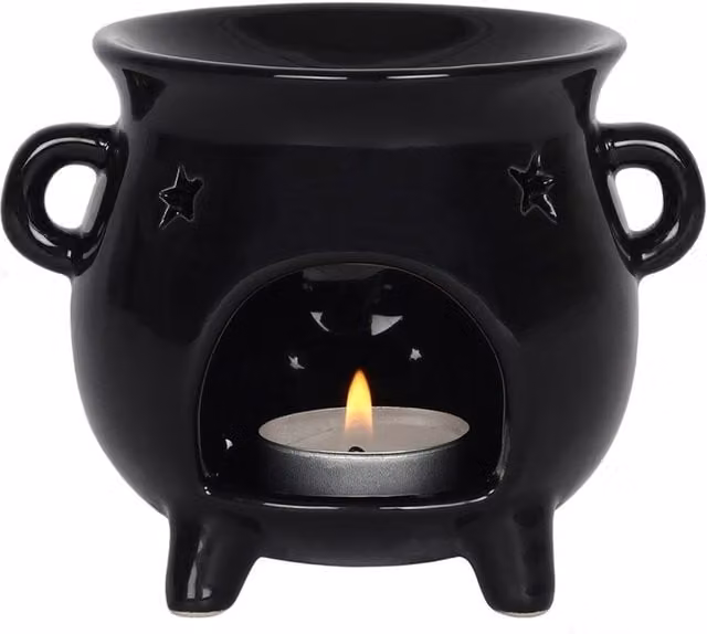 Something Different Shiny Black Ceramic Cauldron Oil Burner for Tealights – 1