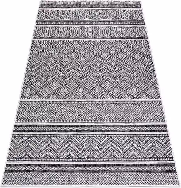 RugsX Sion Geometric Black Flat Weave Rug, W: 120 cm, L: 170 cm