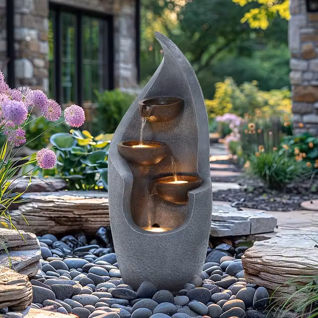Charles Bentley Tiber Cascading Water Feature in Grey