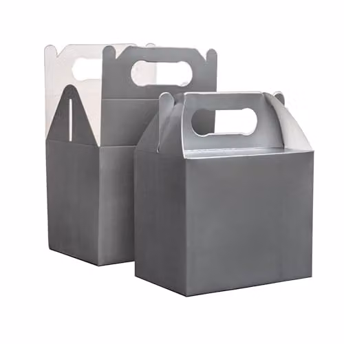 Shatchi 20-Piece Silver Cardboard Party Food Lunch Boxes, W/D/H: 14 x 12 x 10 cm