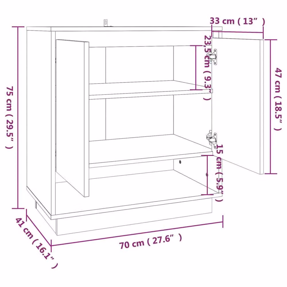 Berkfield Home Smoked Oak Sideboard in Brown, W/D/H: 70 x 41 x 75 cm – 5