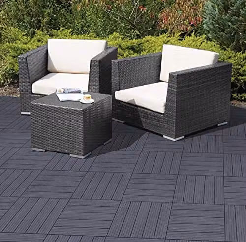 Eco Garden Cosmopolitan Steel Interlocking Deck Tiles, Grey/Anthracite, W/D: 30 x 30 cm, 6 Pack – 5