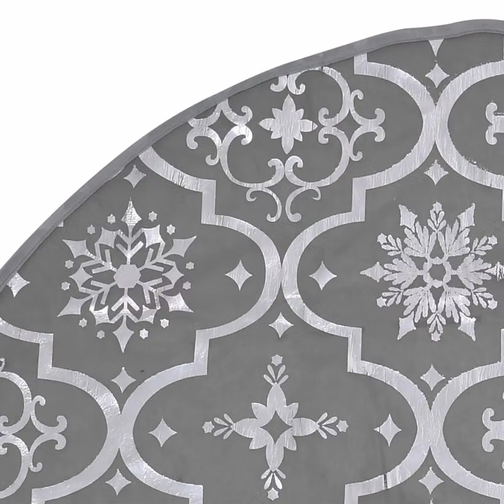 Berkfield Home Luxury Christmas Tree Skirt with Sock in Grey, Diameter: 122 cm – 3