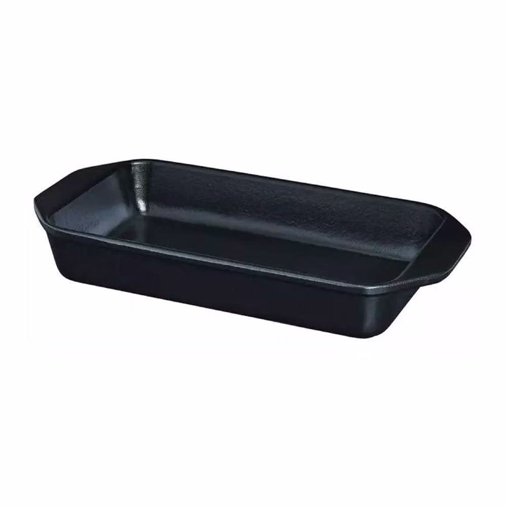 Chasseur Matt Black Enamelled Cast Iron Rectangular Roasting Dish with Lid and Handles, 26 cm – 2