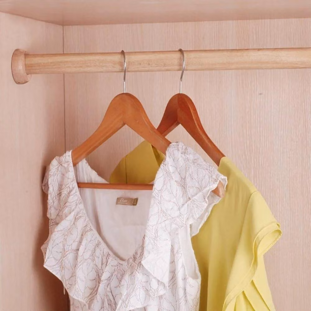 FLAVORA Beech Wood Continuous Linear Clothes Rail and Brackets in Natural Beige, Width: 100 cm – 2