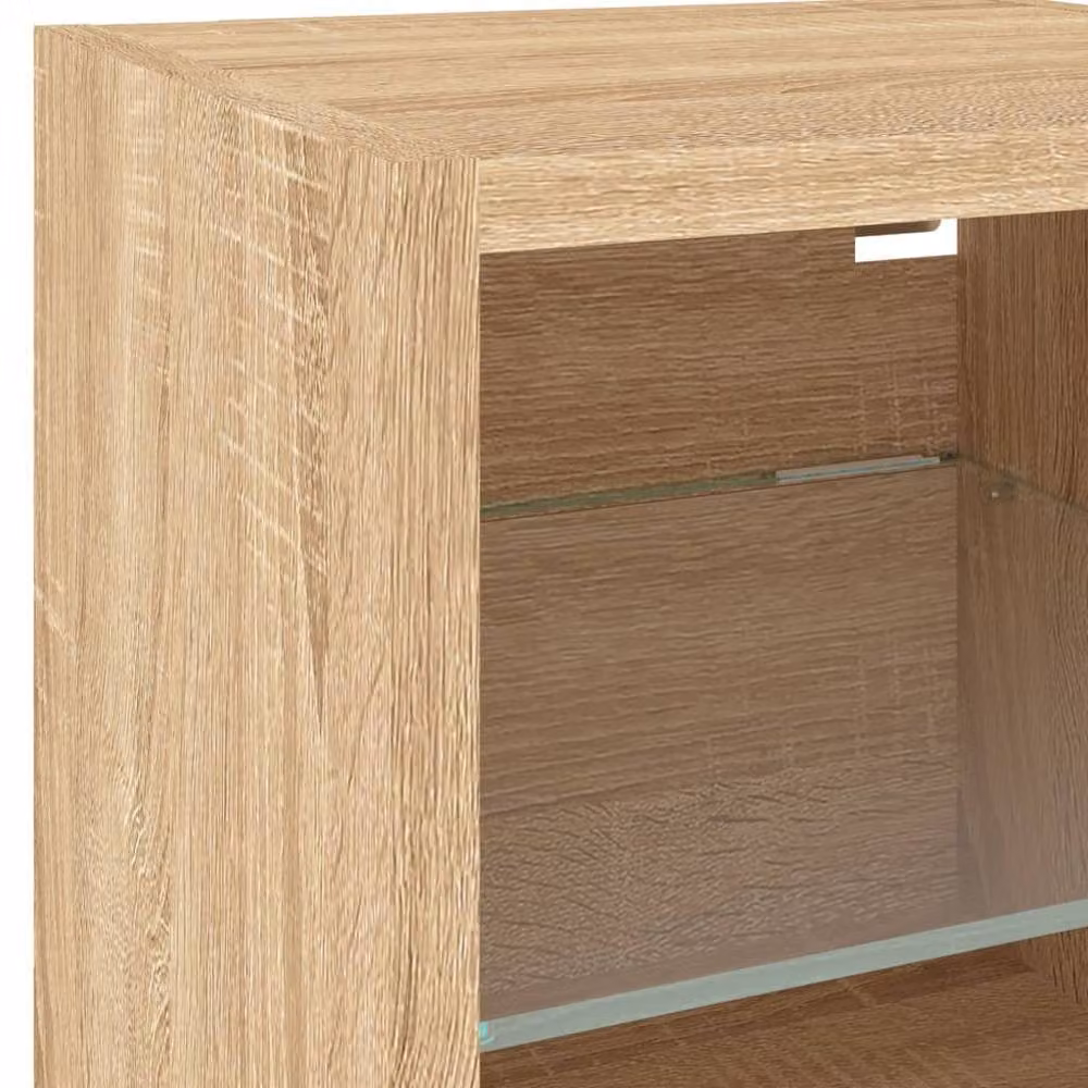 Berkfield Home 6 Piece Modern TV Wall Unit Set with LED Integrated Lighting in Sonoma Oak and Beige – 4
