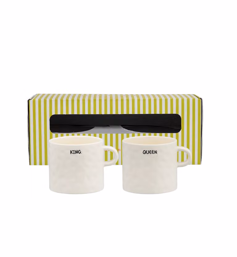 Anna + Nina Royal White Stoneware Tea Mug Set of 2