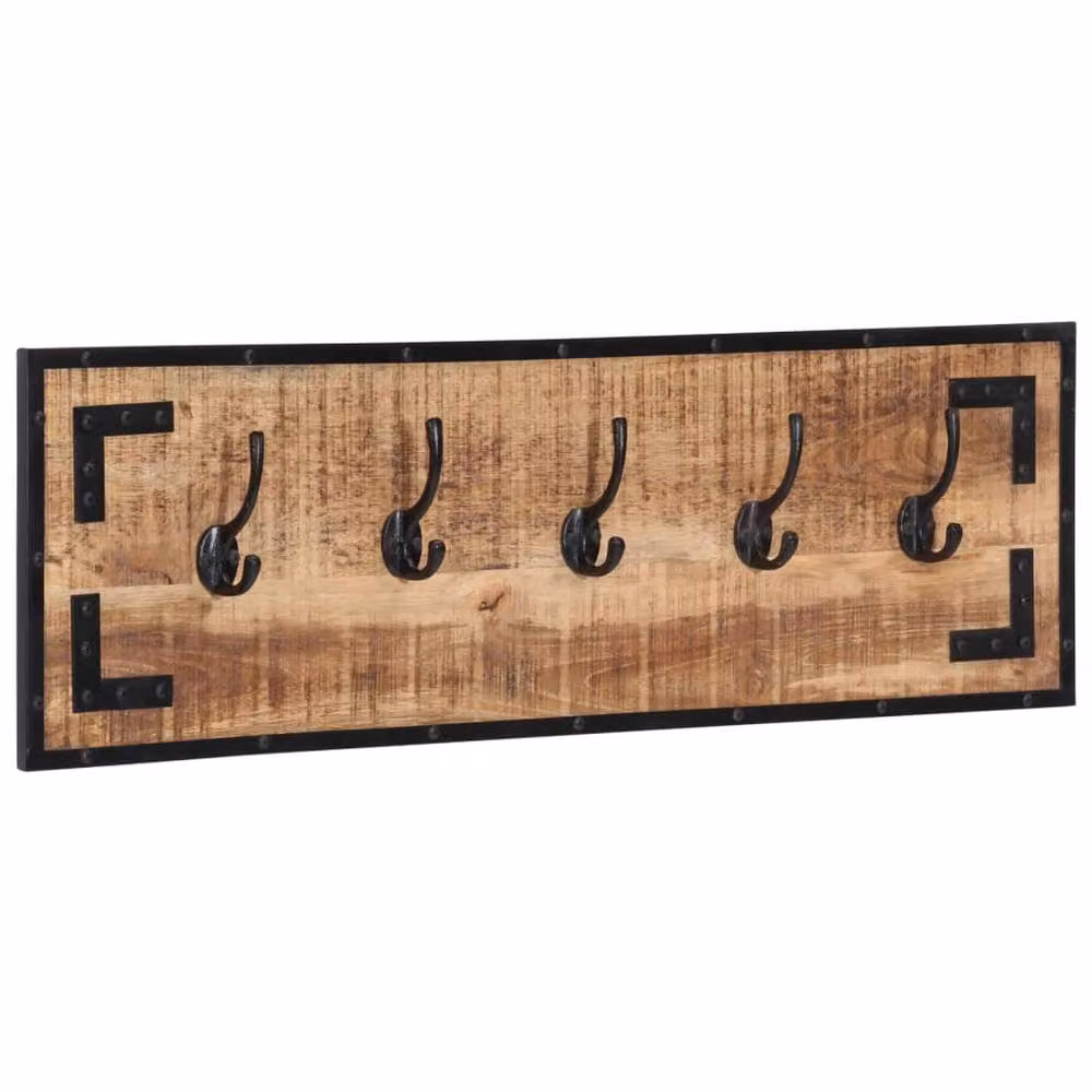 Berkfield Home Set of 2 Mango Wood Coat Racks in Brown, W/D/H: 80 x 8 x 25 cm – 2