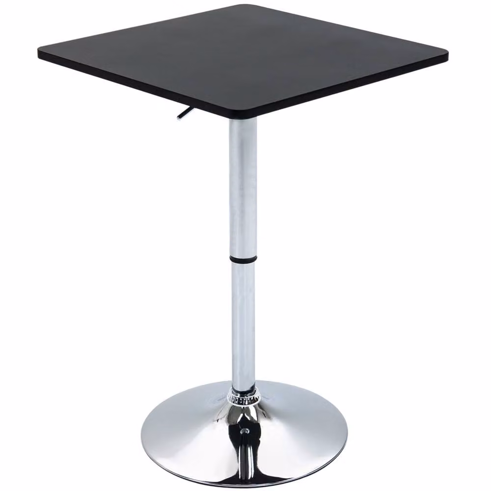 Wyld Haus Eltani Adjustable Swivel Bar Table with Black MDF Top and Silver Steel Base, W/D/H: 60 x 60 x 91 cm – 2