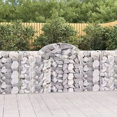 vidaXL 12-piece Arched Gabion Baskets in Silver Galvanised Steel, W/D/H: 200 x 30 x 100/120 cm – 2